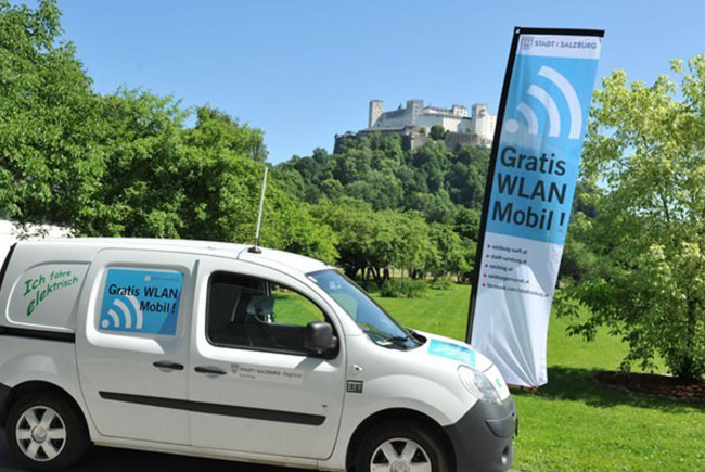 Bringt WLAN zu den Veranstaltungen: Das Elektro-WLANo-Mobil der Stadt Salzburg