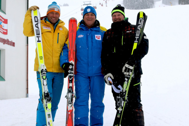 Hannes Trinkl, Bartl Gensbichler und Streckenchef Fritz Steger am Fuße des Zwölferkogels.