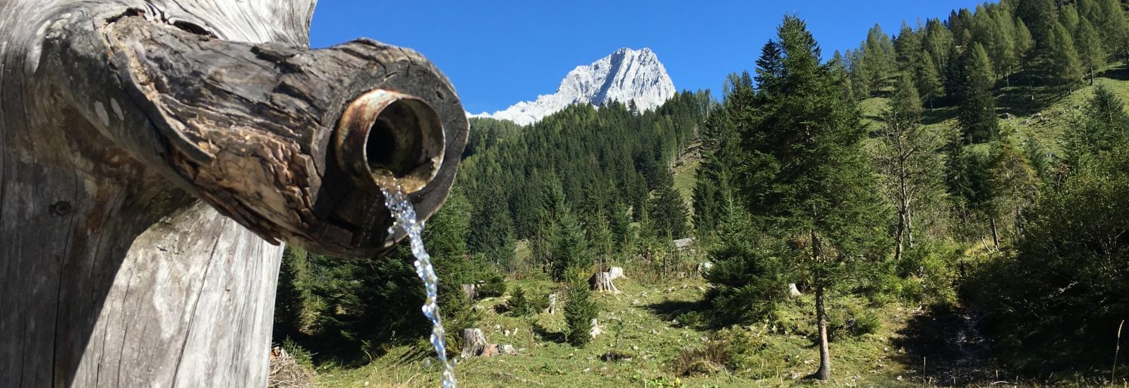 Wasser fließt aus der Meeräuglquelle.