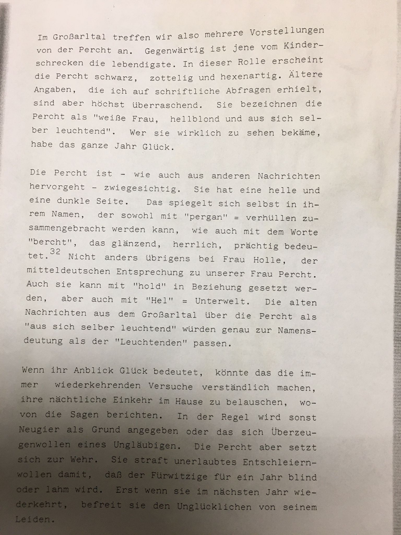 Geschichte von Perchta in Großarl