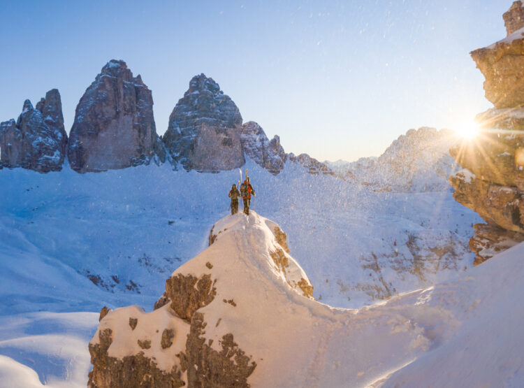 Drei Zinnen im Winter, tief verschneit