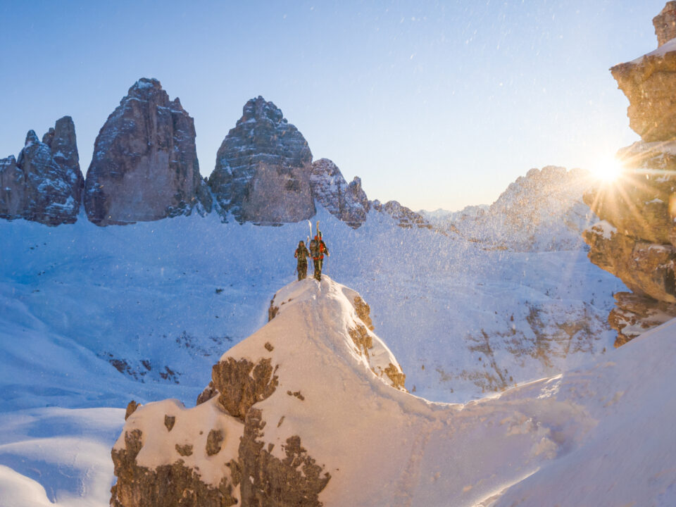Drei Zinnen im Winter, tief verschneit
