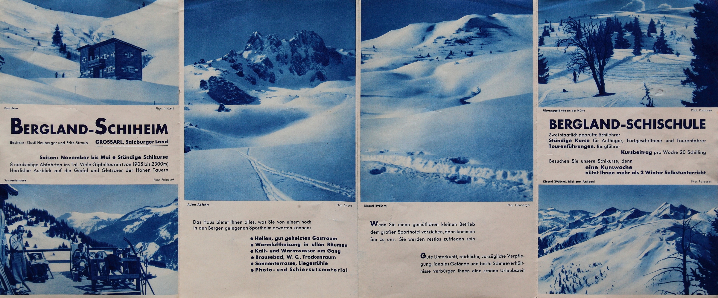 Prospekt Skifahren im Großarltal um ca. 1950