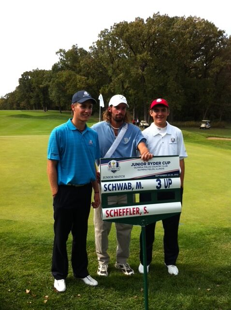 Scottie Scheffler und Matthias beim Junior Ryder Cup 2012 in Olympia FieldsCC, Juni 2012. © Schwab